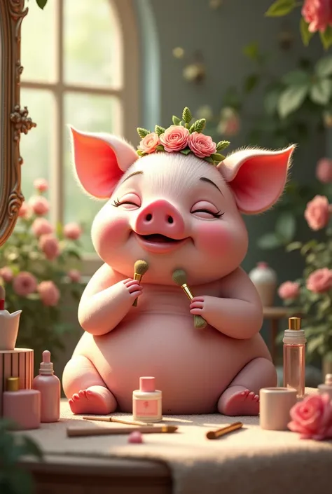 Pig giving beauty