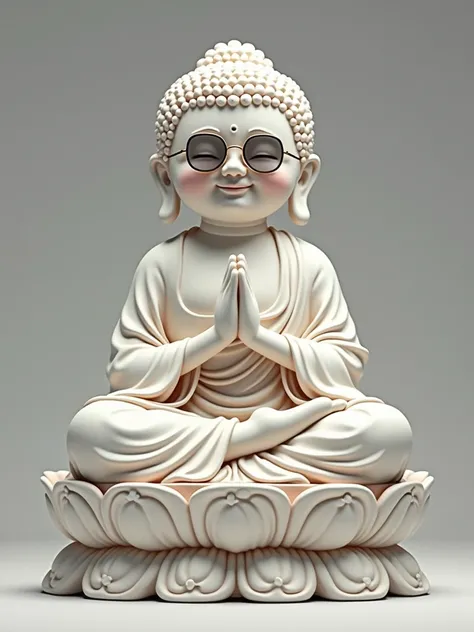 Buddha laughs，Wearing small sunglasses，Front view