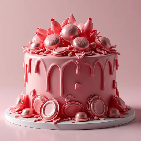 condoms-themed cake, many condoms, sexy, erotic, no people, no animals, 3D