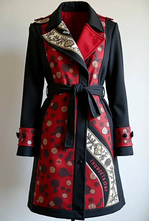 Create beautiful Coat by Black, red and White color various design 