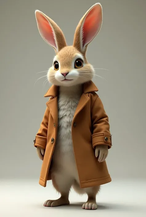 human rabbit wearing coat