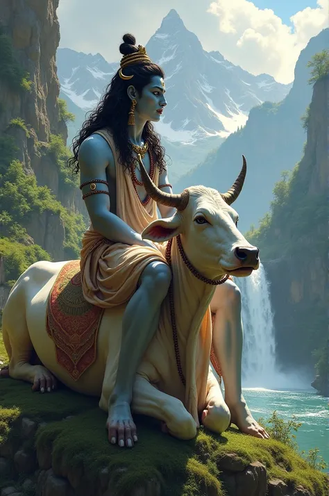 If lord shiv is  and he is sit on a cow 