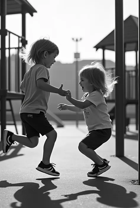 black and white children playing in a playground