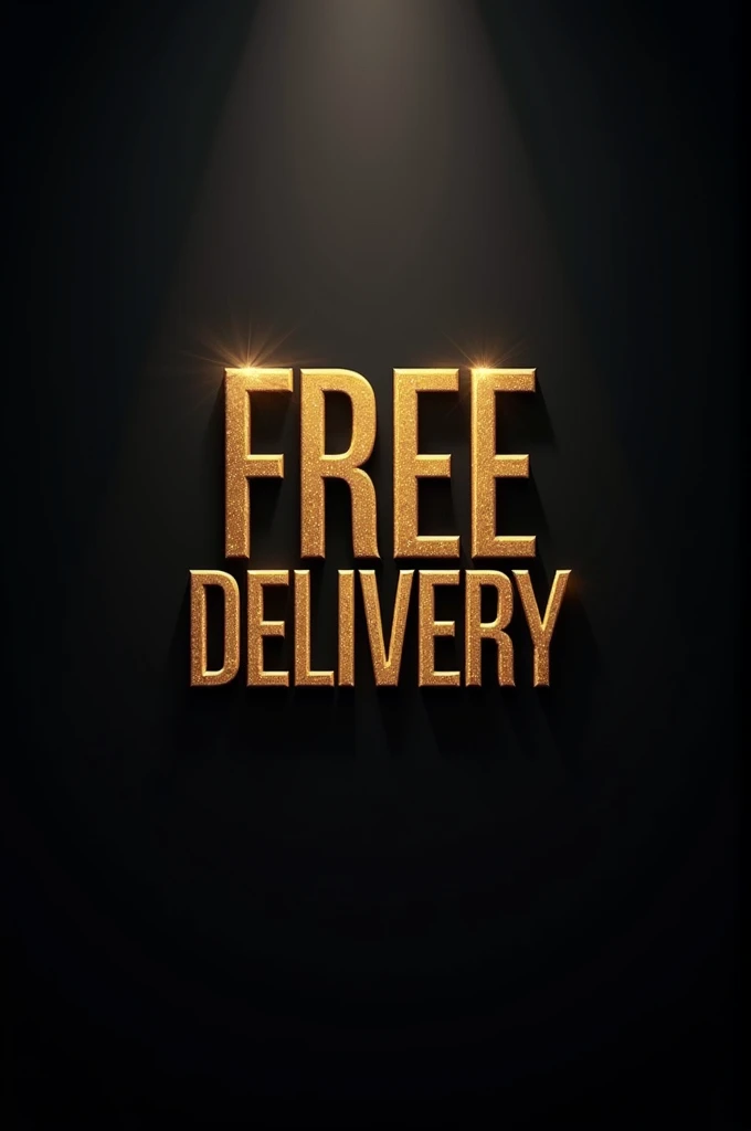 An image to advertise that we do free delivery, the black background with gold letters
