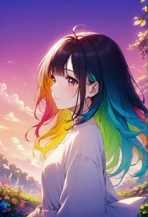 beauty, Colorful Gradient hair