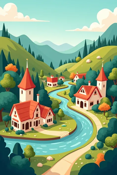 2d vector village background
