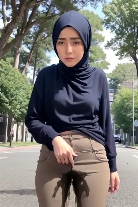 hijab girl peeing pants