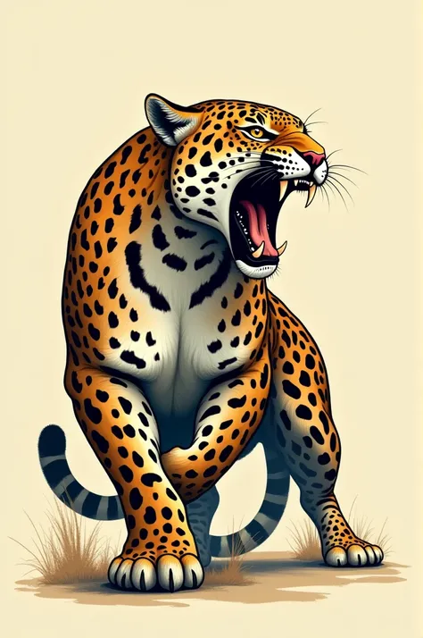 2D leopard roaring 