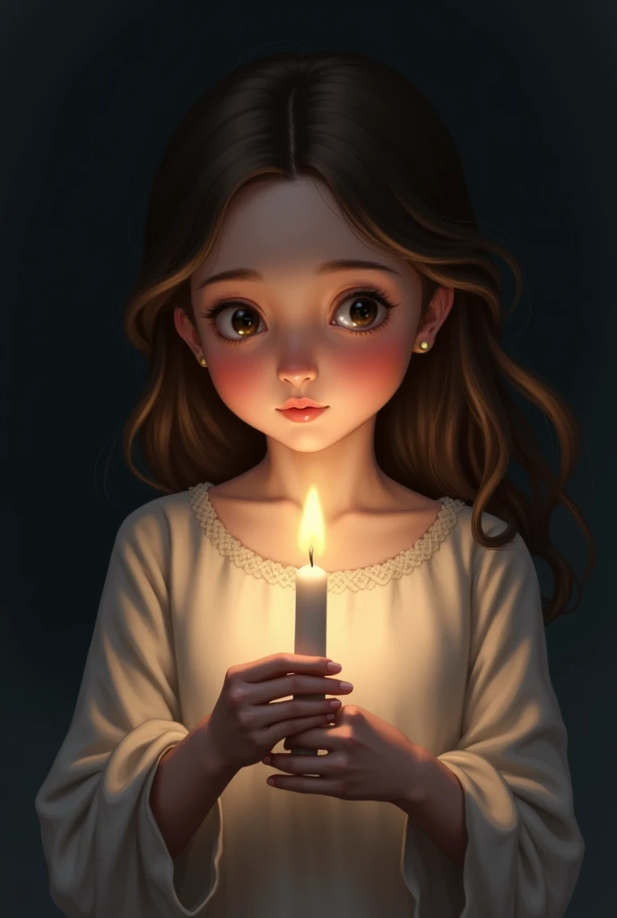 digital drawing of a girl holding a candle