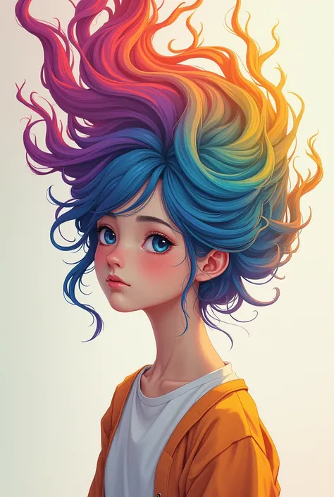 best qualityer, ((work of art)), illustration, 1 girl [yellow head | rainbow head], best qualityer and work of art