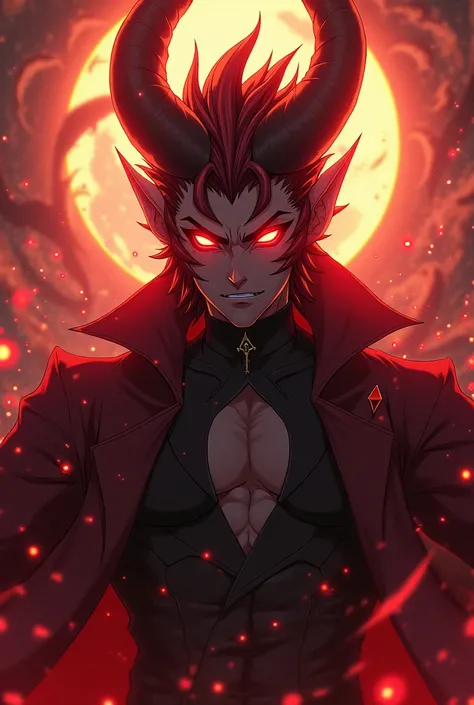 Anime male demon character full images beautiful background red eyes