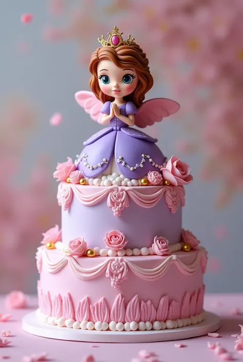 Princess Sofia cake, with princess Sofia on the wing