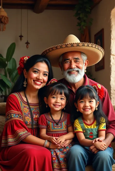 Realistic traditional Mexican family