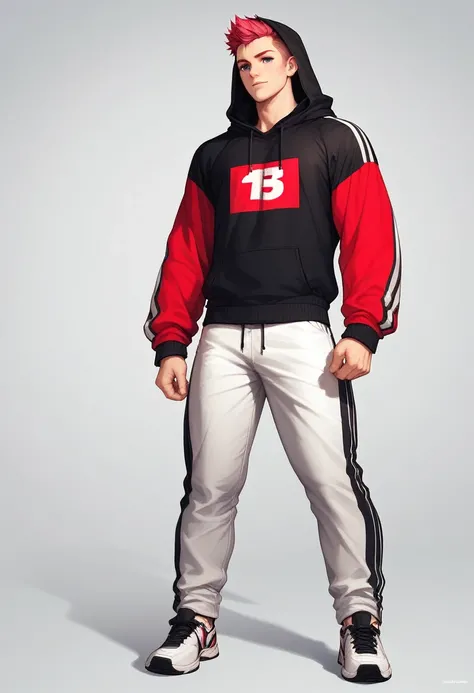 Human Male ,Race Pants , hoodie,Shoes ,Full body 