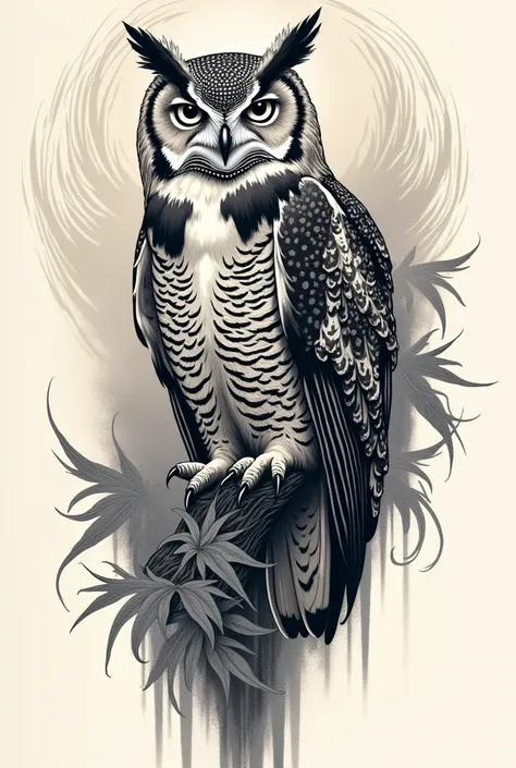 An owl style design for tattoo