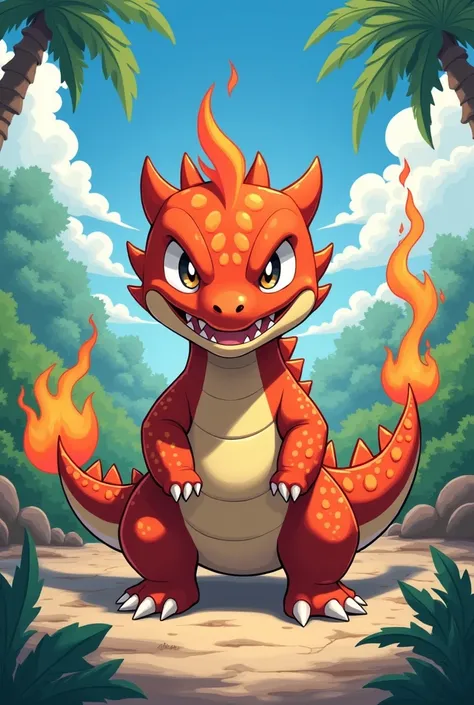 Purussaurus SMALL FIRE POKEMON ANIME STYLE
