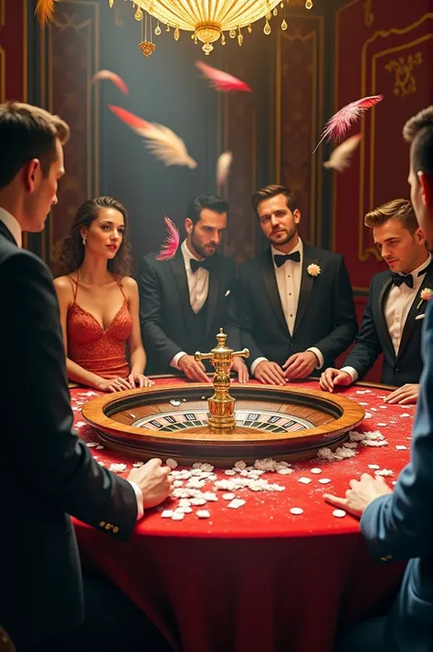 Casino roulette with feathers 