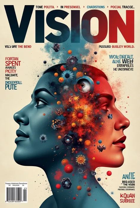 Create a political magazine with the subtitle &quot;Vision is power and creative&quot;