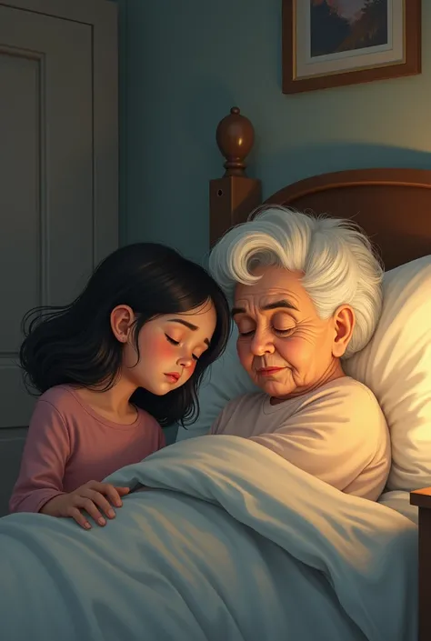 Introduction Text: Presentation of Lia and her grandmother, who always told him stories before going to sleep. Grandma begins to forget her dreams, until one night, she falls deeply asleep.
illustration: Lia sitting next to her grandmother&#39;s bed, who i...