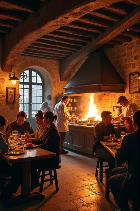 Traditional restaurant, food cooked over wood 