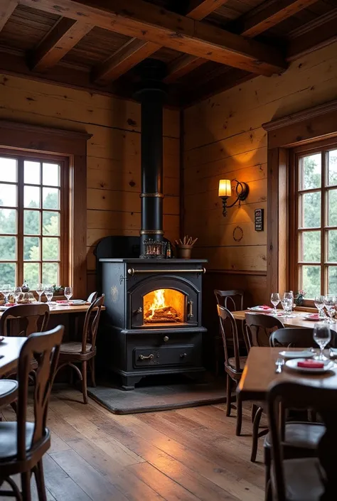 Traditional wood stove restaurant 