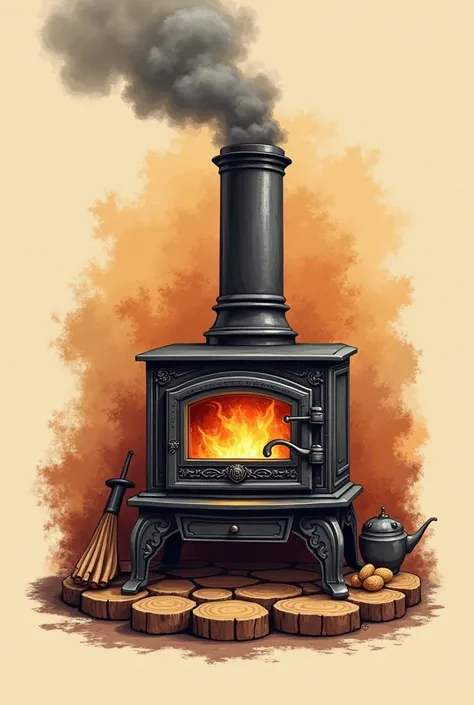 Traditional Wood Stove Restaurant Logo 