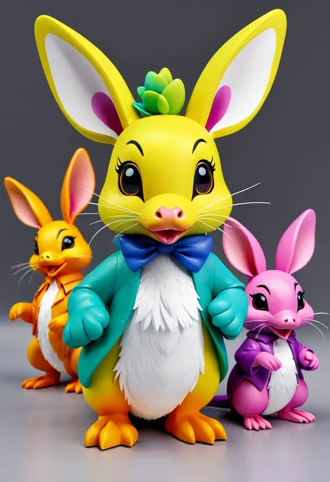 Wolpertinger made of duck + Hase + mouse + In bright colors + Anime to print on request 