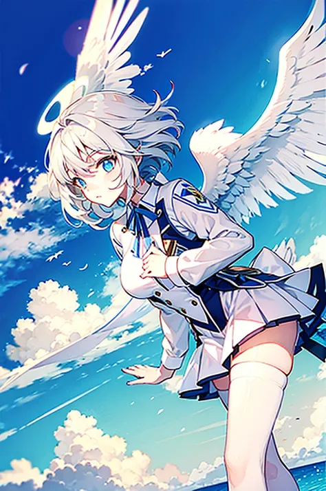 ANGEL WITH BLUE HALO AND WHITE WING