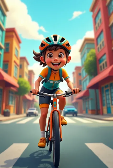 Animated Cyclist , A cheerful and energetic character who is always on the move , with motivating personality 