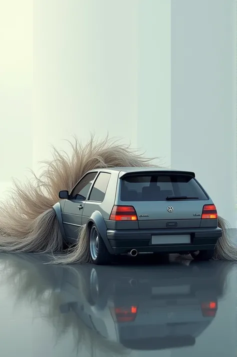 A Volkswagen Golf 3 with long hair 
