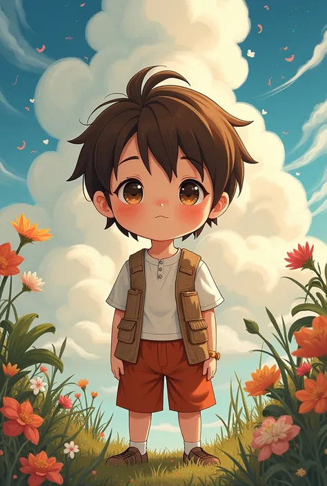 A brown haired boy in the style of shinkiro 