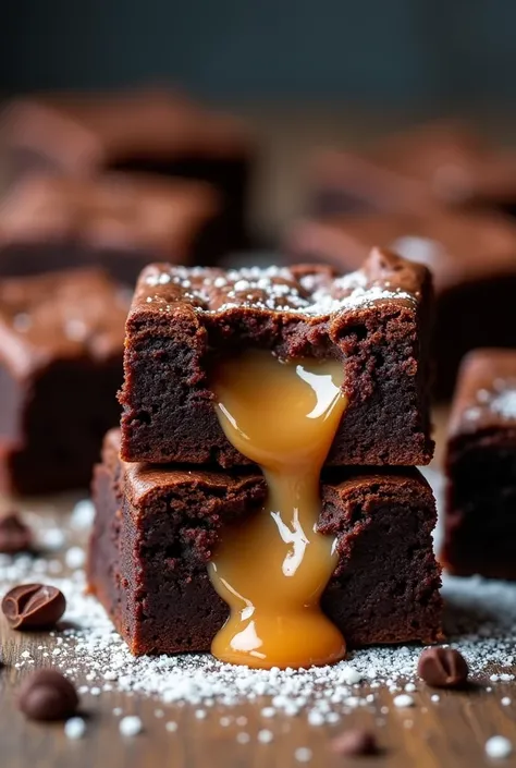 Brownies filled with dulce de leche 