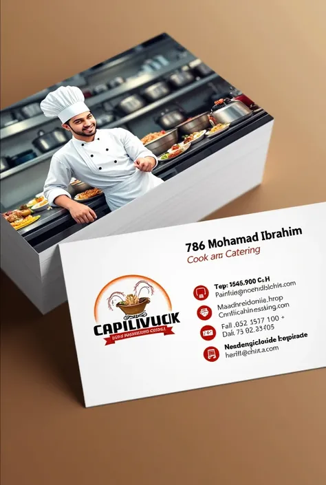 A cook and catering business card for the company 786 Mohammad Ibrahim 