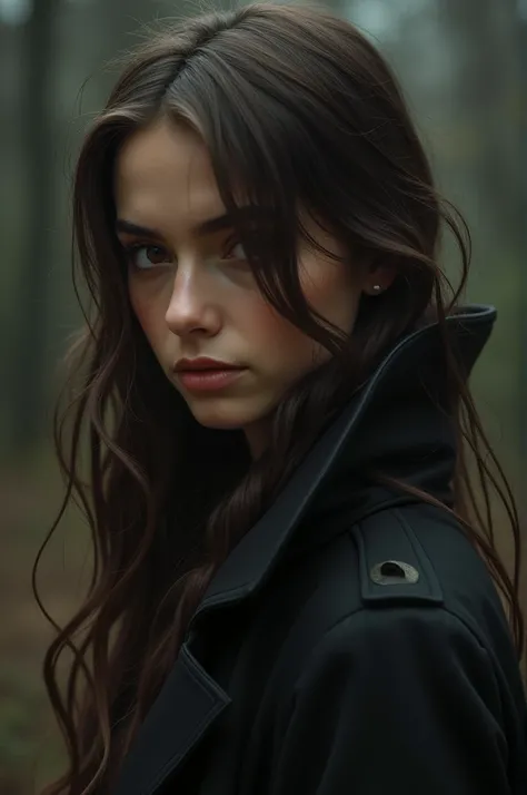 Girl with long brown eyes hair we are detective main character next to villain in mask of black moonstones and lift two other beautiful detective