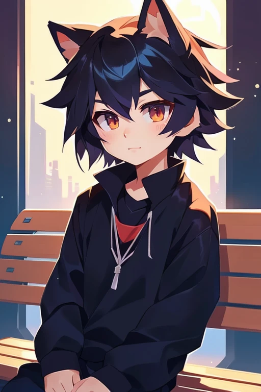 anime boy sitting on a bench with his eyes open, anime moe artstyle, anime boy, high quality anime artstyle, in an anime style, in anime style, boy has short black hair, high quality fanart, artwork in the style of guweiz, kawaii realistic portrait, anime ...