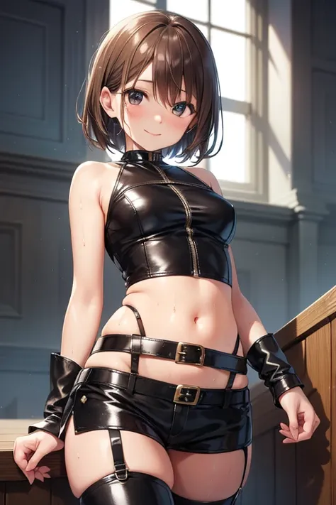 anegasaki nene、Shiny brown hair, short hair, (Beautiful brown eyes、Sparkling eyes, Fine grain)、smile、Ultra-detailed eyes、Highly detailed face, Highly detailed eyes,Cowboy Shot、



High resolution, Adult female , Good lighting, Despicable, , (No nudity), 
(...