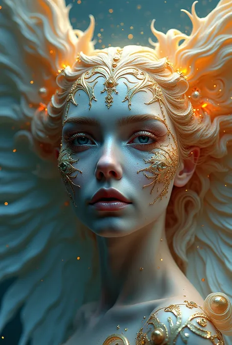 generate a biblically accurate mythical angel extreme creative makeup look