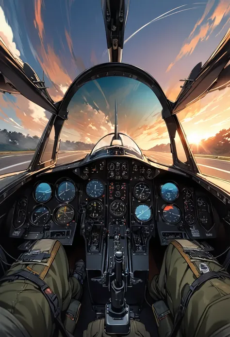 point of view,close addition, the cockpit of a fighter plane,combat fighter