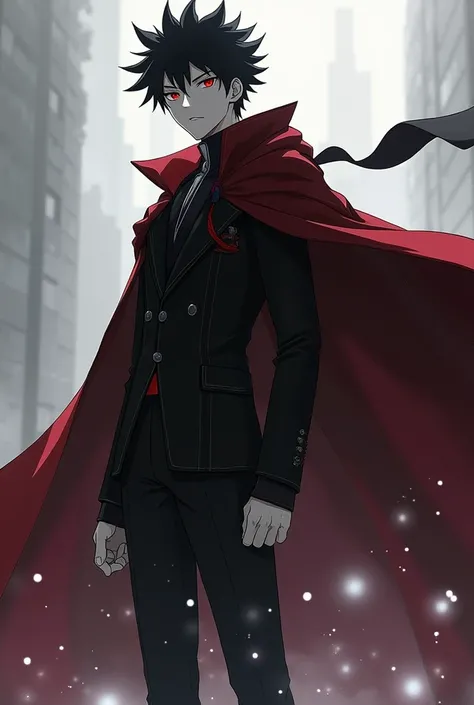 Ryuji is tall and athletic., with spiky black hair that contrasts with his intense red eyes, that shine in moments of tension. your skin is pale, giving it a somewhat ghostly appearance. He wears a black school uniform with red details., but often wears a ...