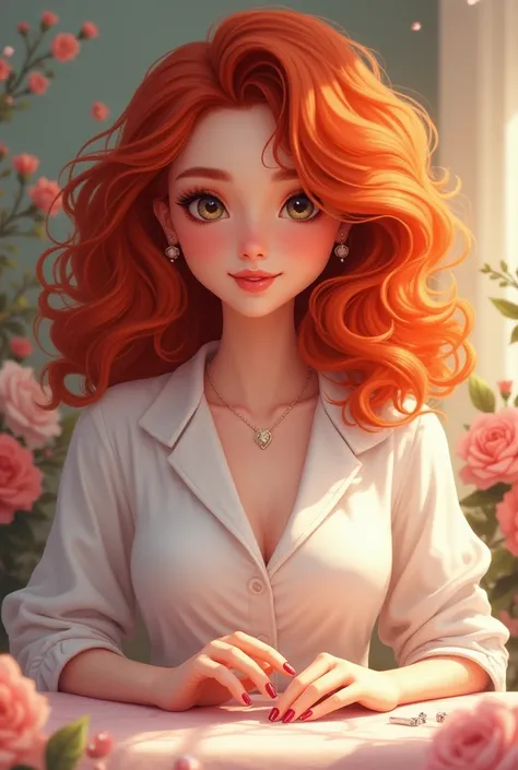 Avatar female character red curly hair manicurist 