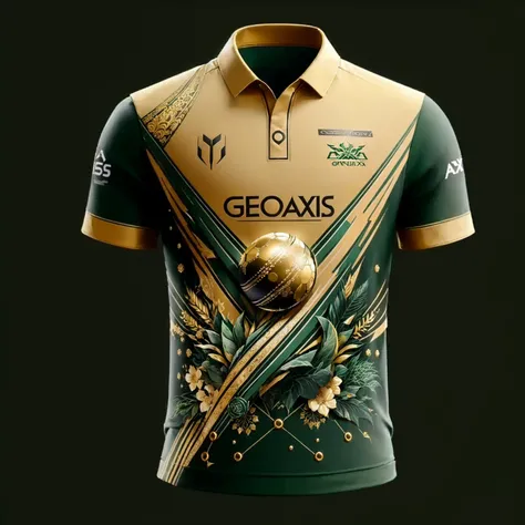 a close up of a green and gold shirt with a ball on it, godsent, glorious, thomas veyrat intricate, alexey egorov, maxwell render, shirt design, genesis, inspired by Johannes Mytens, highly professionally detailed, geoffroy thoorens, greece, extremely hype...