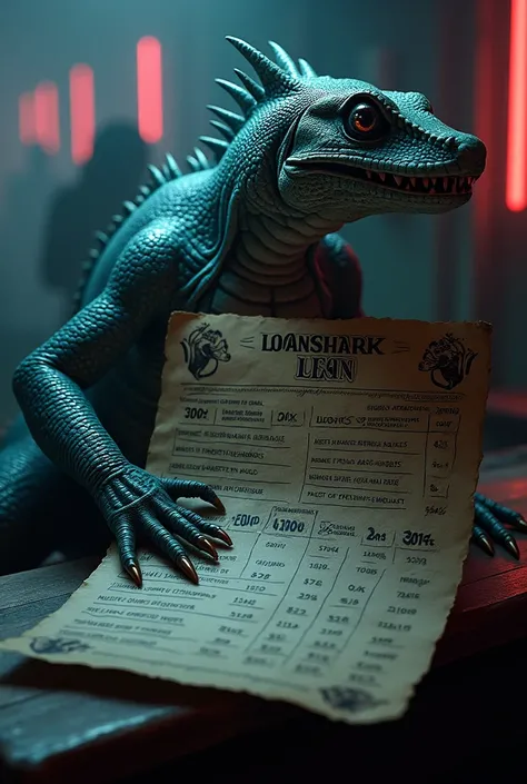 Create a table of values for a loan shark lizard