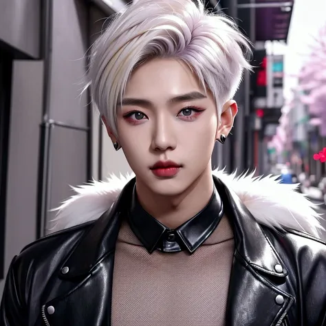 Cute Korean guy, baby faced guy, hot guy, baby faced, Korean, cute guy, photoshopped image, dark, posing, HD, detailed outfit, professional photography, sexy pose, small earrings, unique style, makeup, badass, cool effects, ultrarealistic, hyper realistic,...