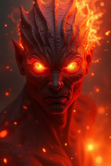 red with fire in the eyes 
