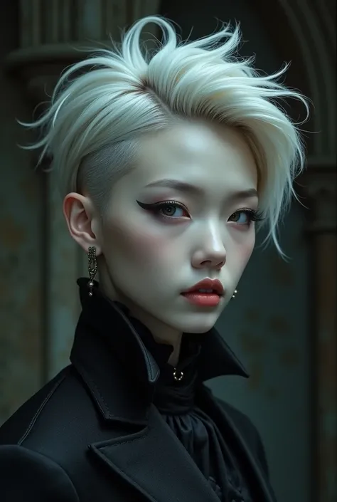 Gothic pale asian wolfcut