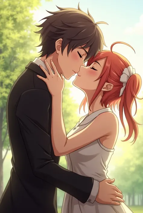 Kirito and Silica kissing romantically