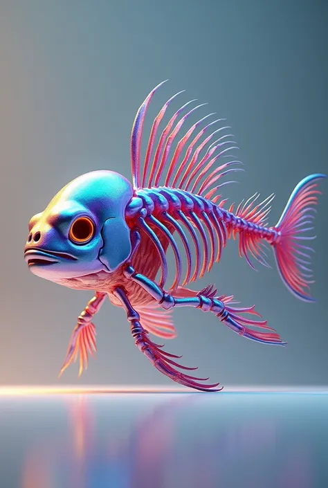 I want a picture of a fish in colorful skeleton, in 3d image