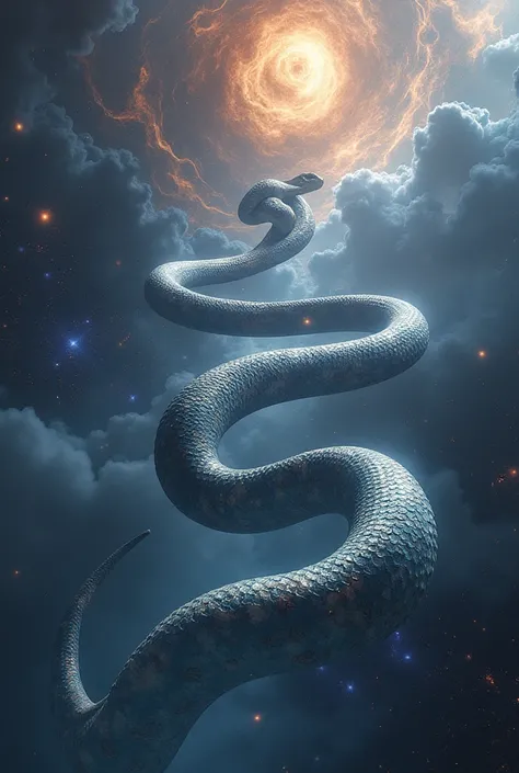 Imagine of 5 giant serpents in a cosmic galaxy High Resolution, Textured Skin, Super Detailed, 