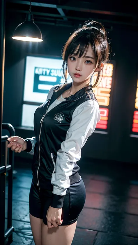 (Front Pin), photo-Realistic, Dynamic Lighting, Art Station, Poster, Volumetric lighting, very Detailed faces, 4K, Awards,, 1 Girl, In the Dark, Deep Shadow, secret key,Cowboy Shot,(high school girl:1.4) 、Gym suit(white)、Pull up one&#39;s loose shirt、mini ...