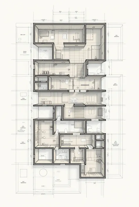 a plan of a building divided into seven parts